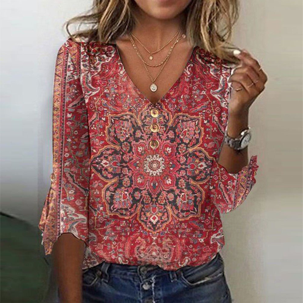 Arabella | Red Print Classic Top