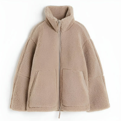 Kaja | Soft Teddy Coat with Stand Collar